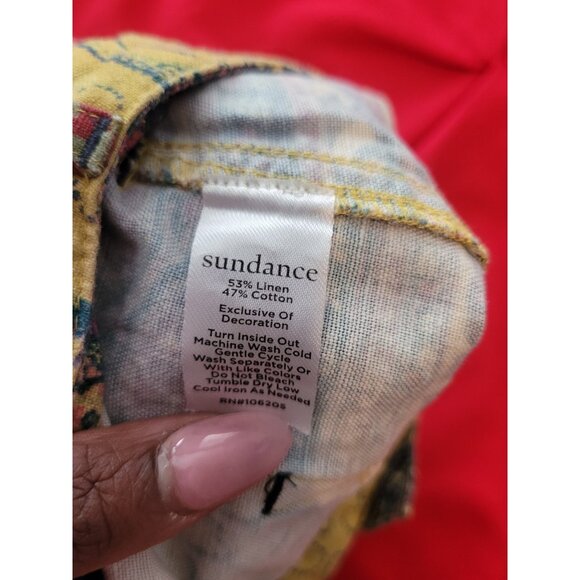 Sundance Linen Patchwork Womens Kalini Shorts Size L Tassel Boho Beach Festive - Picture 8 of 12